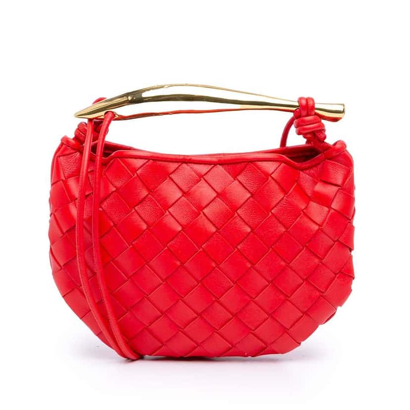 Bottega Veneta Baby Lambskin Intrecciato Sardine Red Leather Very good condition - Front View