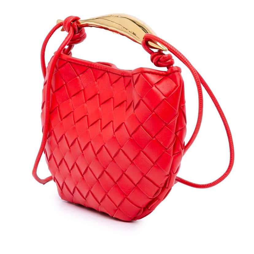 Bottega Veneta Baby Lambskin Intrecciato Sardine Red Leather Very good condition - Back View