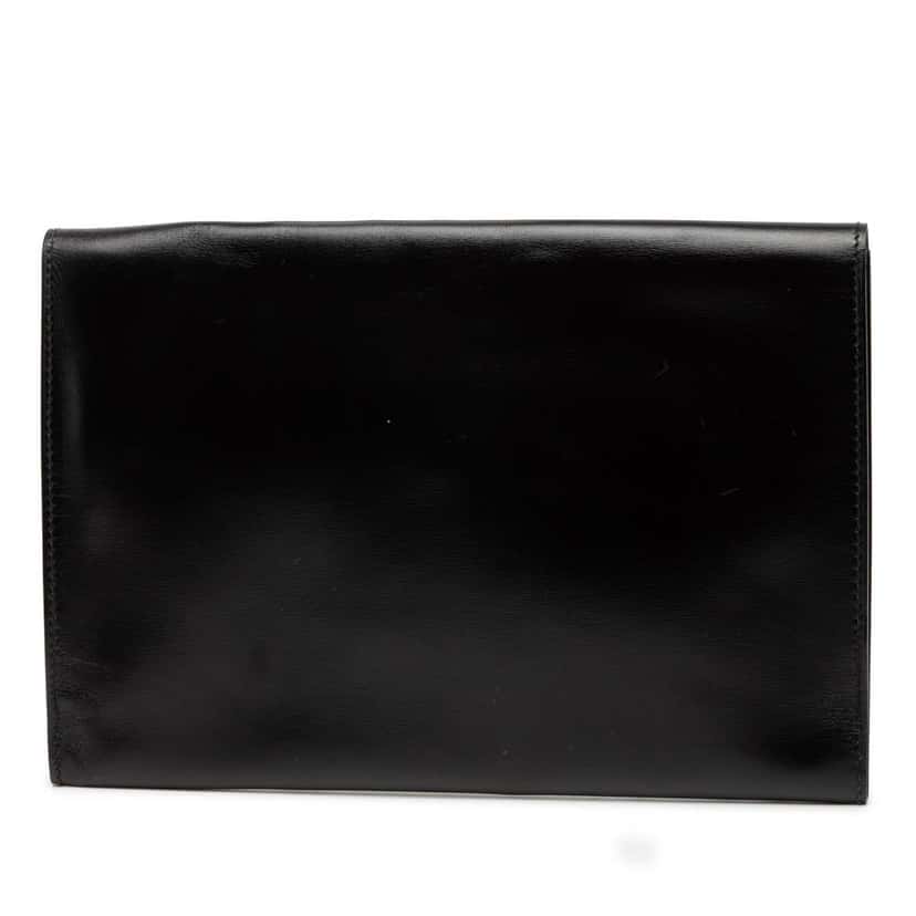 Hermès Box Calf Pochette Rio Black Leather Good condition - Back View