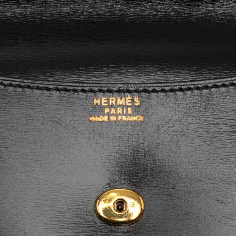 Hermès Box Calf Pochette Rio Black Leather Good condition - Box View