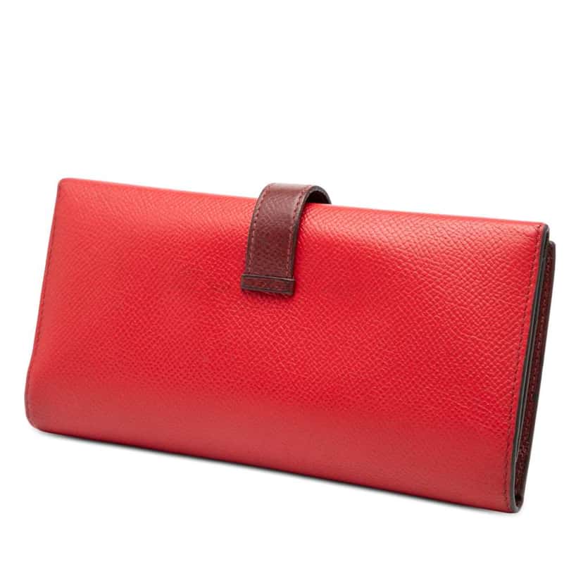Hermès Bicolor Epsom Bearn Soufflet Bifold Long Wallet Red Leather Very good condition - Back View