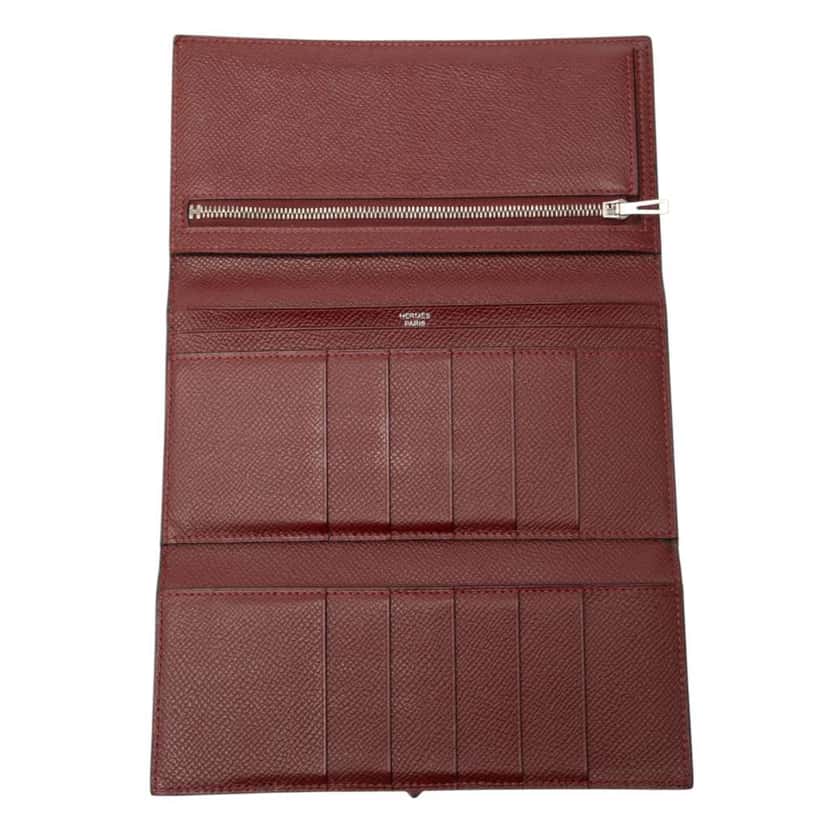 Hermès Bicolor Epsom Bearn Soufflet Bifold Long Wallet Red Leather Very good condition - Box View