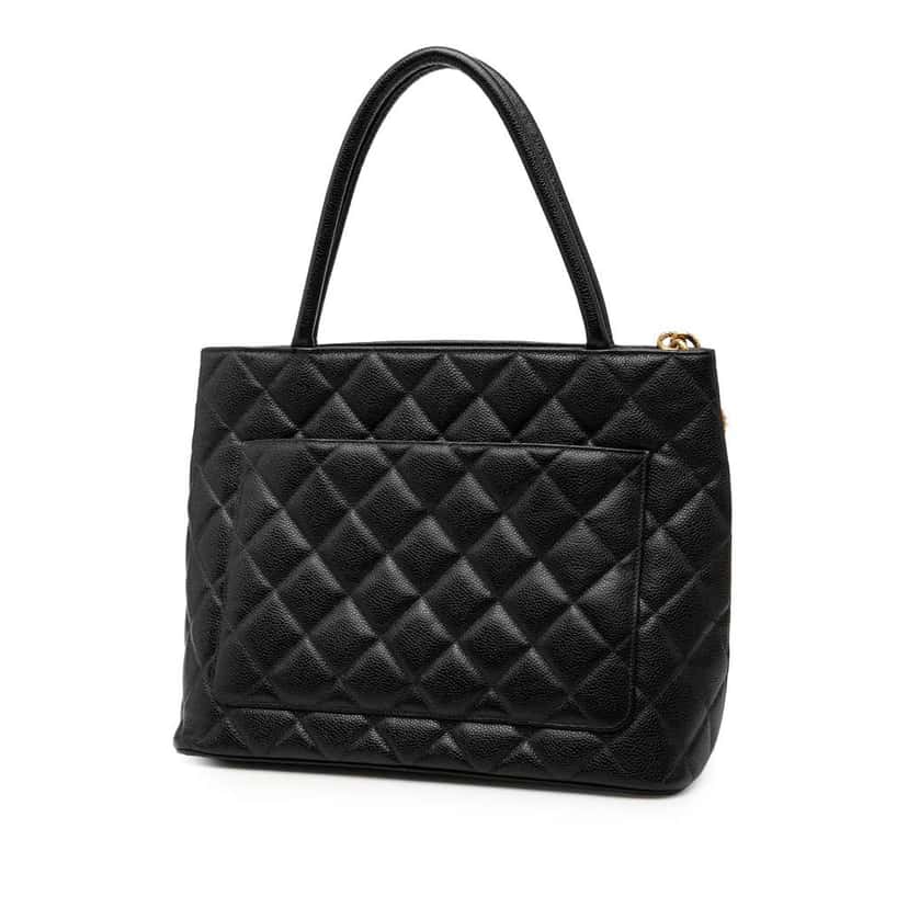 Chanel Caviar Medallion Tote Black Leather Good condition - Back View
