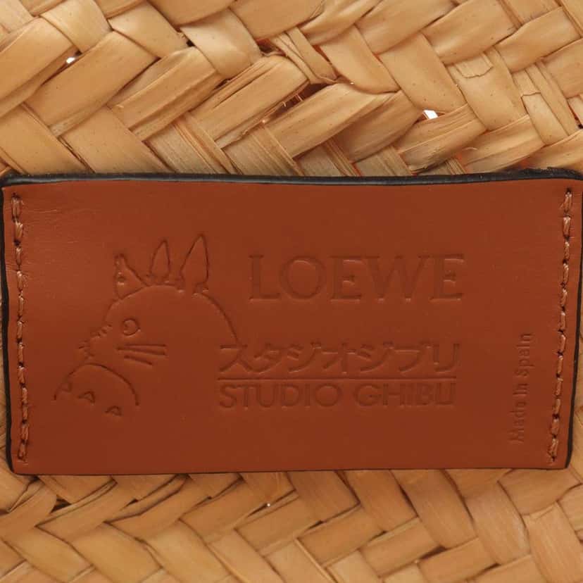 Loewe Studio Ghibli My Neighbor Totoro Small Raffia Dust Bunnies Basket Tote Brown Very good condition - Model View