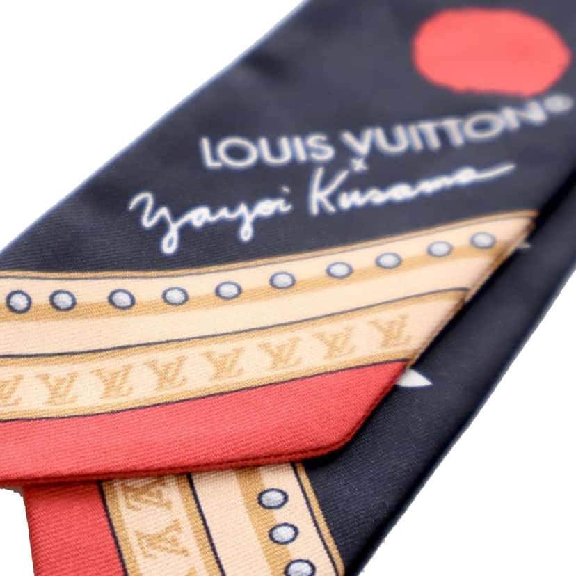 Louis Vuitton Yayoi Kusama Monogram Painted Dots BB Silk Bandeau Scarf Black Silk Good condition - Inside View