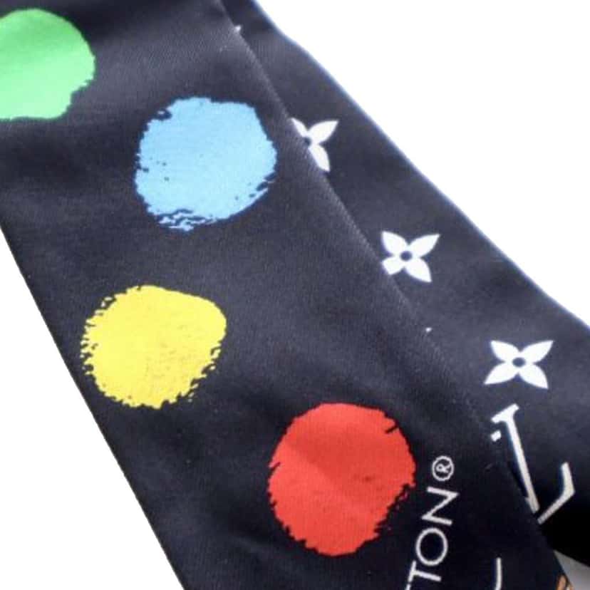 Louis Vuitton Yayoi Kusama Monogram Painted Dots BB Silk Bandeau Scarf Black Silk Good condition - Model View