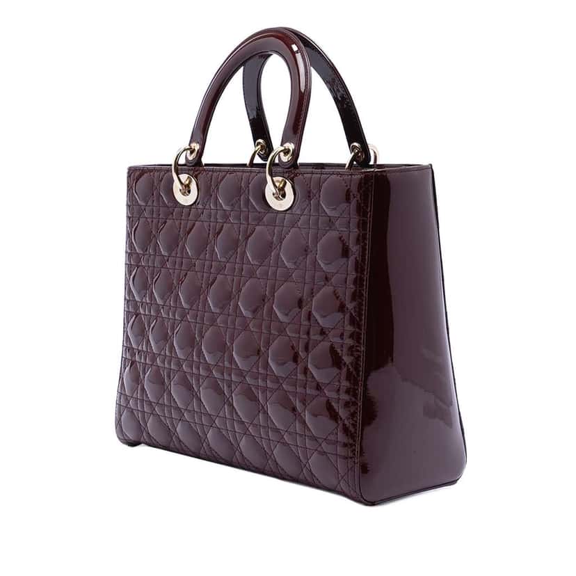 Dior Large Patent Cannage Lady Dior Red Leather Good condition - Back View