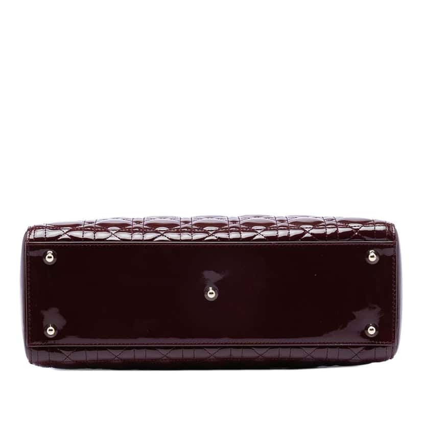 Dior Large Patent Cannage Lady Dior Red Leather Good condition - Inside View