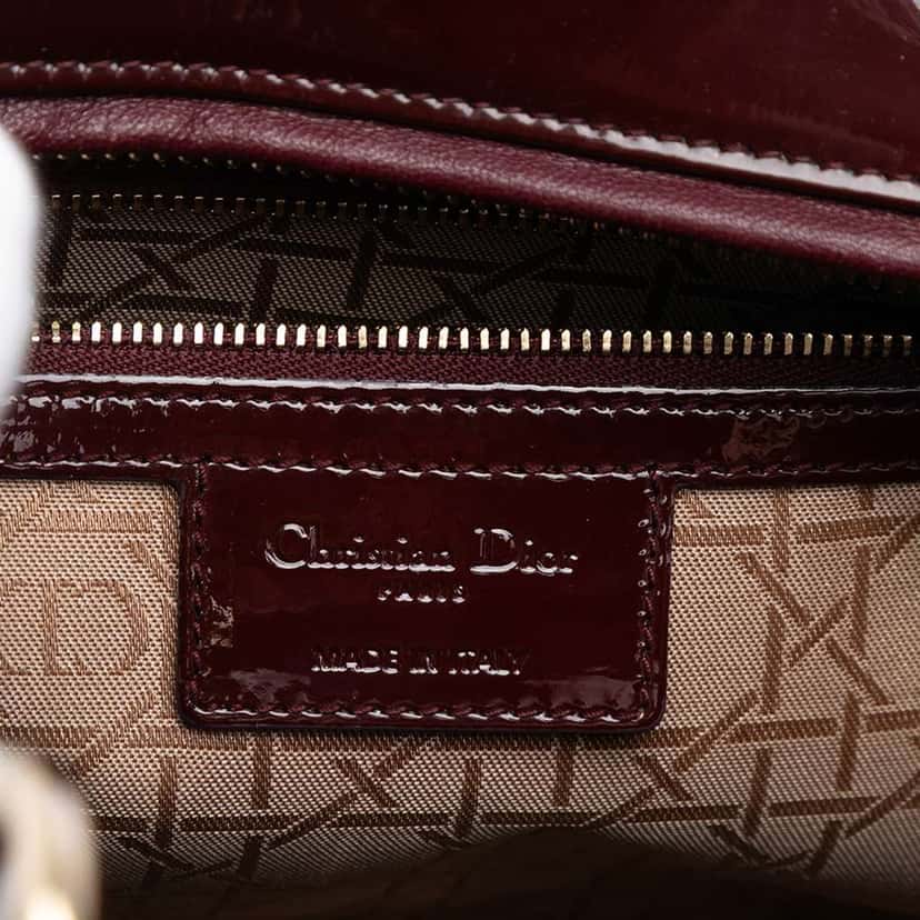 Dior Large Patent Cannage Lady Dior Red Leather Good condition - Box View
