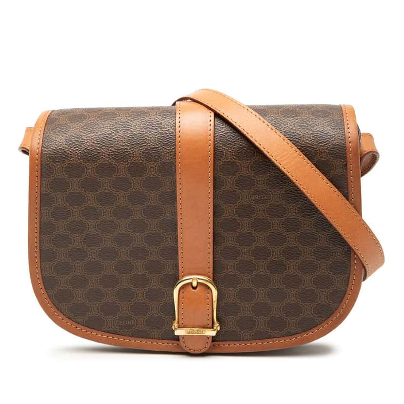 Celine Macadam Coated Canvas Crossbody Brown Canvas Good condition - Front View