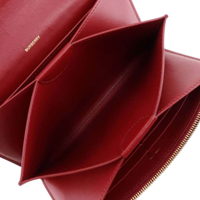 Burberry Leather TB Wallet On Strap Red Leather Very good condition - Model View