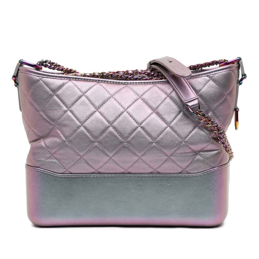 Chanel Medium Iridescent Calfskin Gabrielle Crossbody Purple Leather Very good condition - Front View