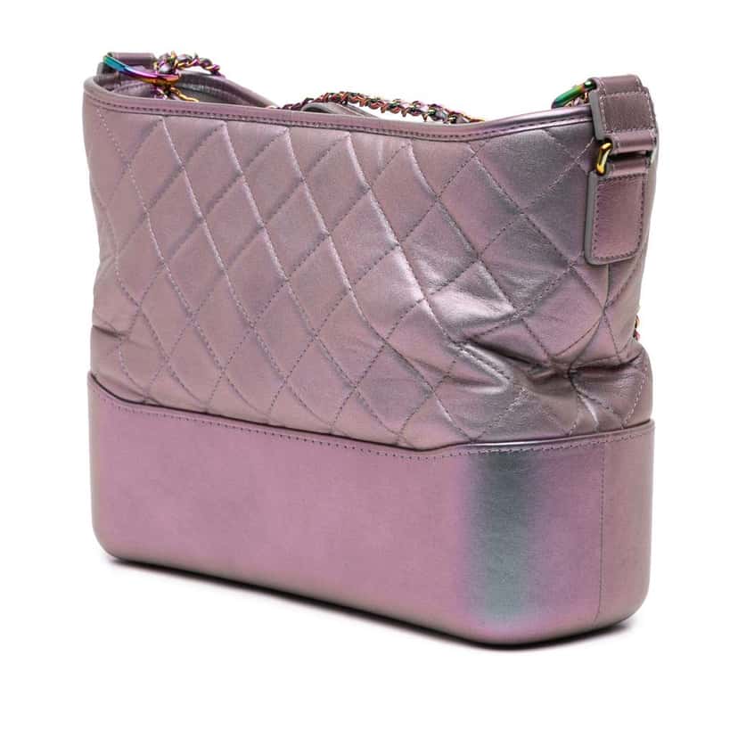 Chanel Medium Iridescent Calfskin Gabrielle Crossbody Purple Leather Very good condition - Back View