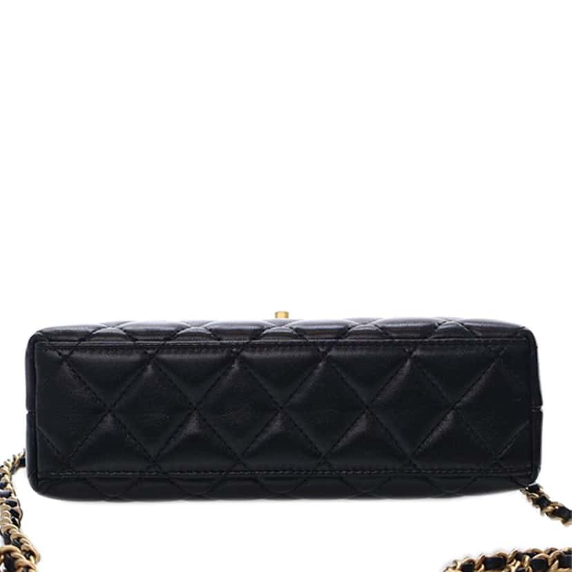 Chanel Nano Quilted Lambskin Kelly Shopper Bag Black Leather Good condition - Box View