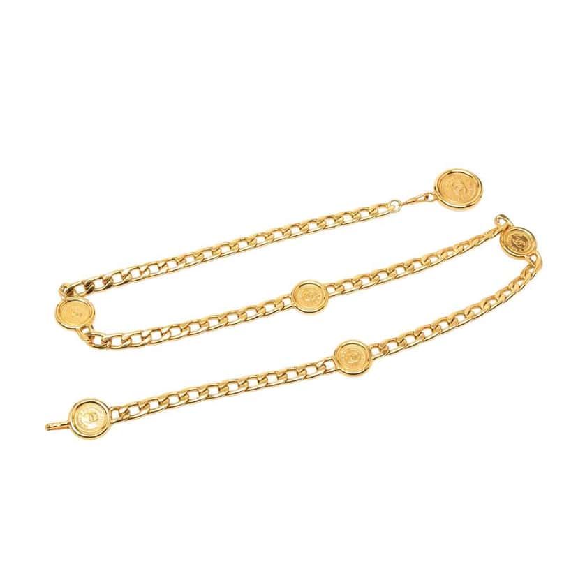 Chanel Gold Plated Medallion Rue Cambon Chain Belt Gold Metal Very good condition - Front View
