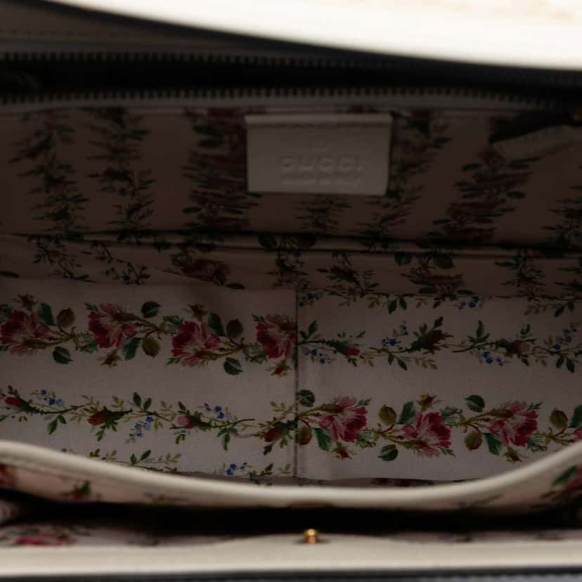 Gucci Calfskin Frame Print Bamboo Top Handle Bag White Leather Very good condition - Model View