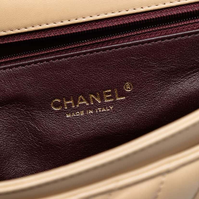 Chanel Jumbo Classic Chevron Lambskin Single Flap Brown Leather Fair condition - Box View