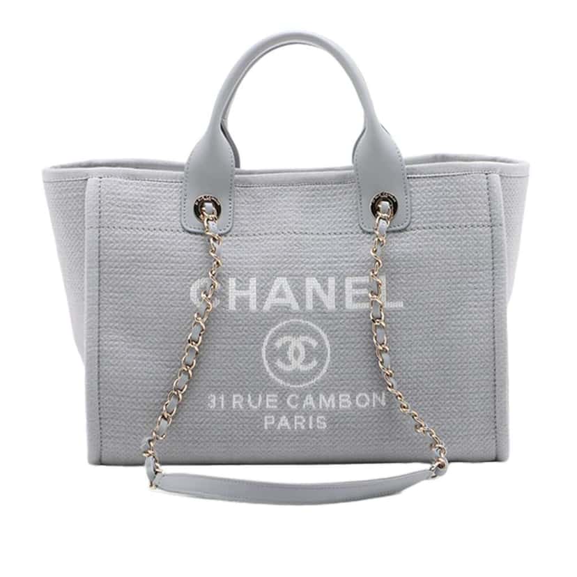 Chanel Small Canvas Deauville Tote Grey Canvas Good condition - Front View