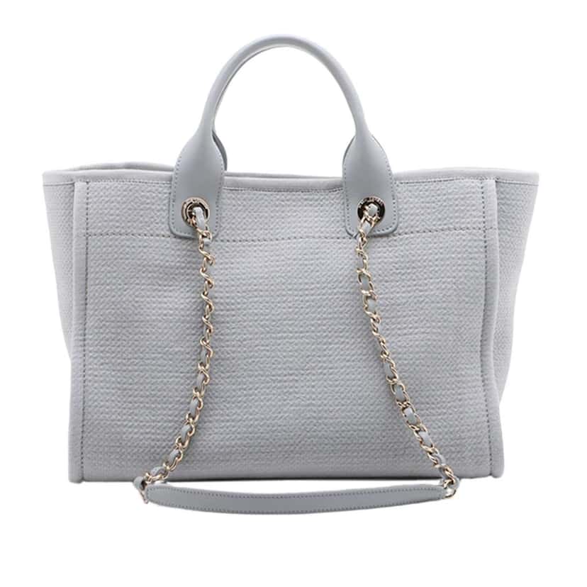 Chanel Small Canvas Deauville Tote Grey Canvas Good condition - Back View