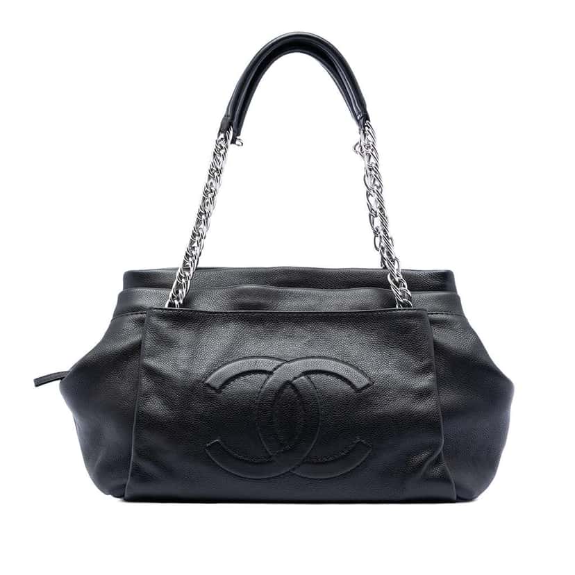 Chanel CC Caviar Tuck Tote Black Leather Good condition - Front View