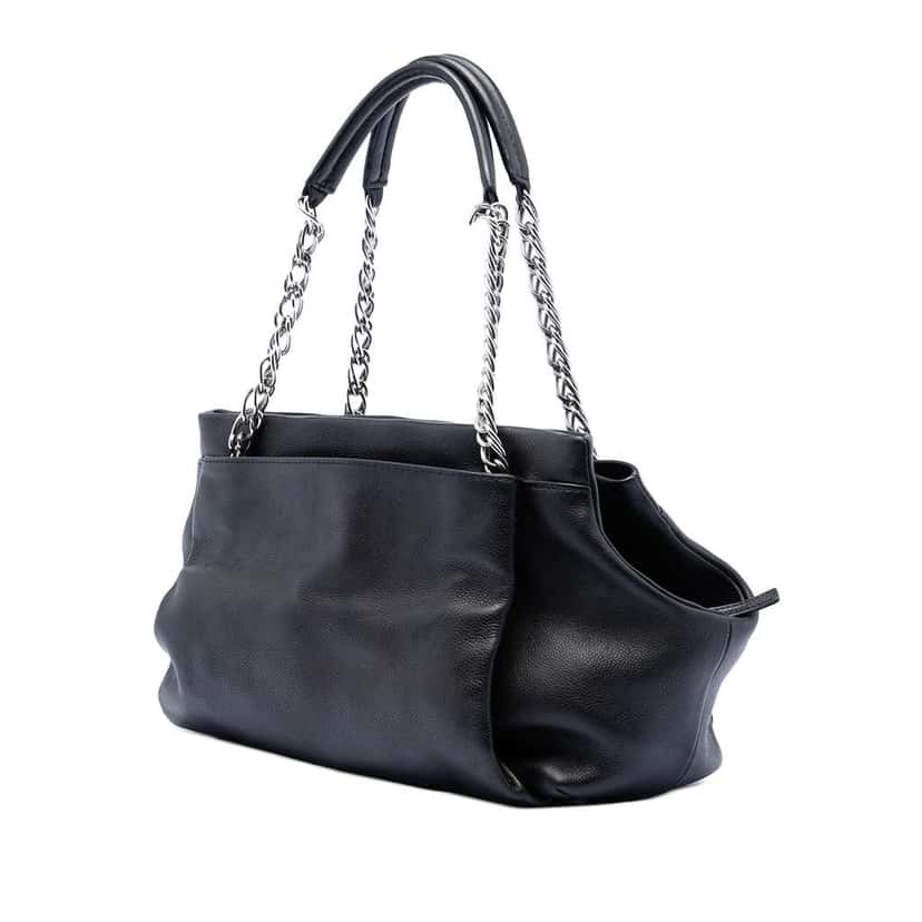Chanel CC Caviar Tuck Tote Black Leather Good condition - Back View