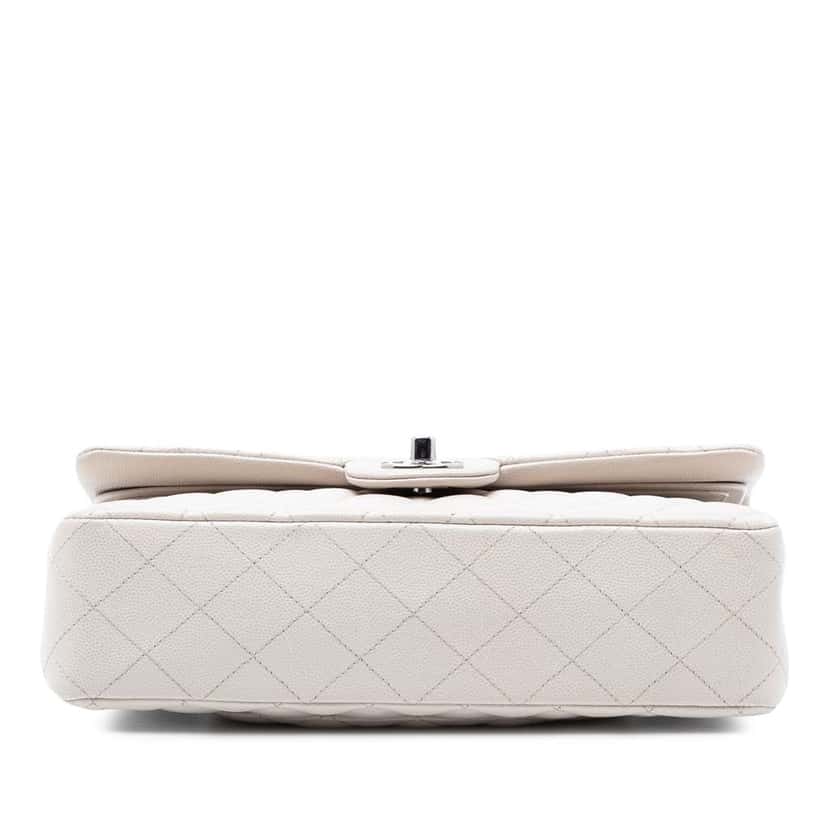 Chanel Medium Classic Caviar Double Flap White Leather Good condition - Inside View