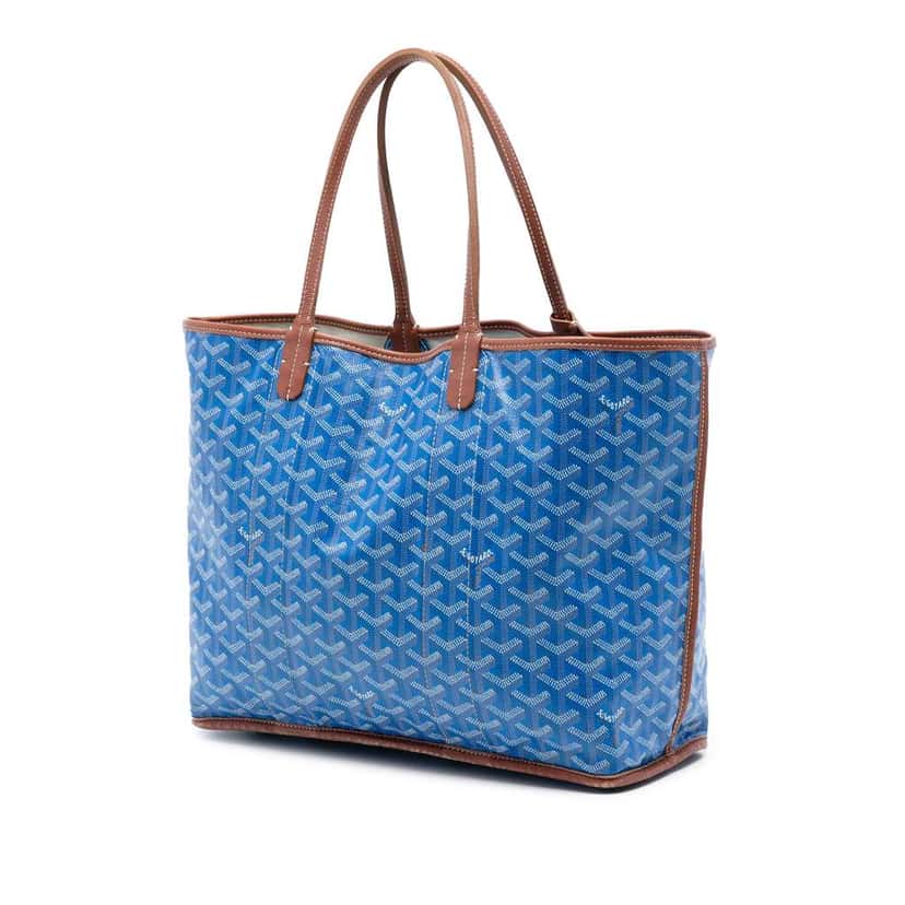Goyard Goyardine Reversible Pertuis PM Blue Canvas Very good condition - Back View