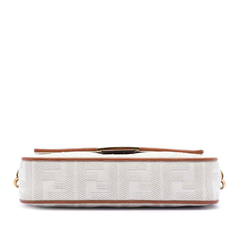 Fendi Zucca Embroidered Canvas Baguette Satchel Brown Canvas Good condition - Inside View