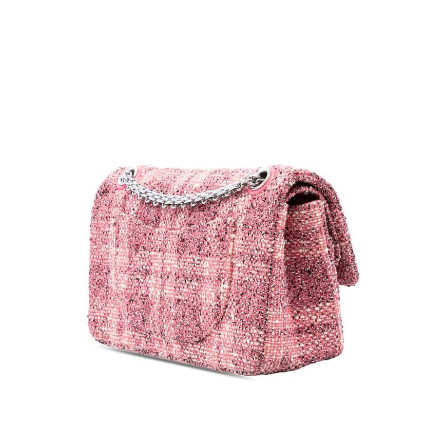 Chanel Quilted Tweed Reissue 2.55 Double Flap 225 Pink Tweed Good condition - Back View