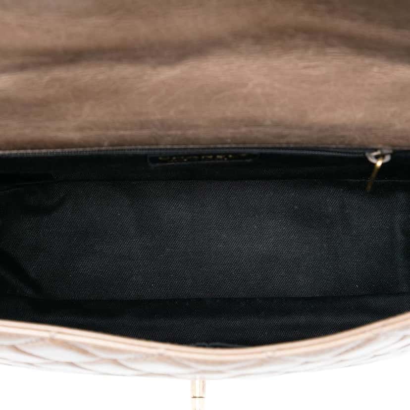 Chanel Large Glazed Calfskin Castle Rock Top Handle Flap Brown Leather Good condition - Model View