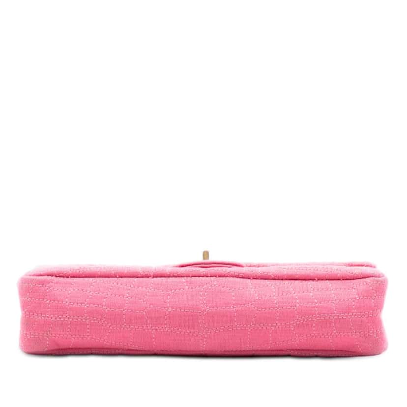 Chanel Croc Quilted Jersey Reissue 2.55 East West Double Flap Pink Cotton Good condition - Inside View