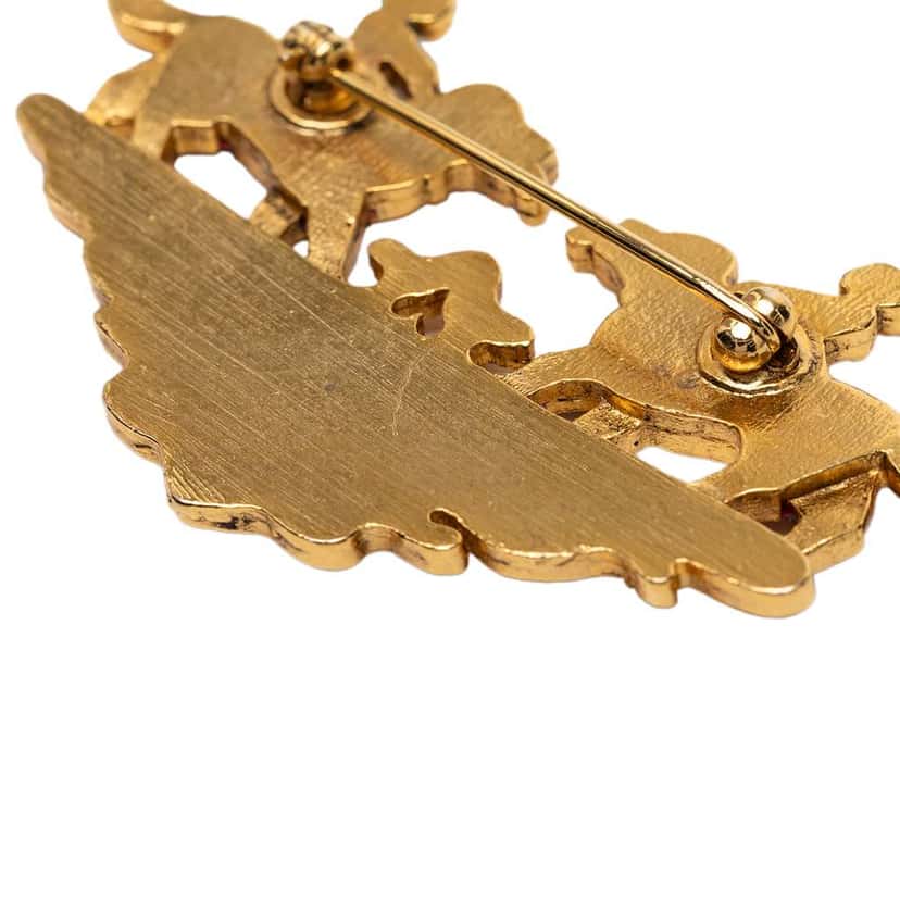 Hermès Gold Plated Enamel Children And Dogs Brooch Gold Metal Good condition - Inside View