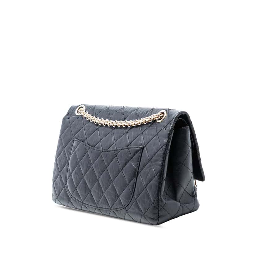 Chanel Quilted Aged Calfskin Reissue 2.55 Double Flap 226 Black Leather Very good condition - Back View