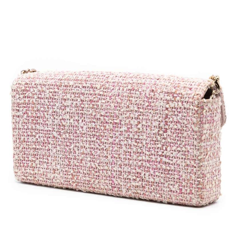 Chanel CC Tweed East West Flap Pink Tweed Good condition - Back View