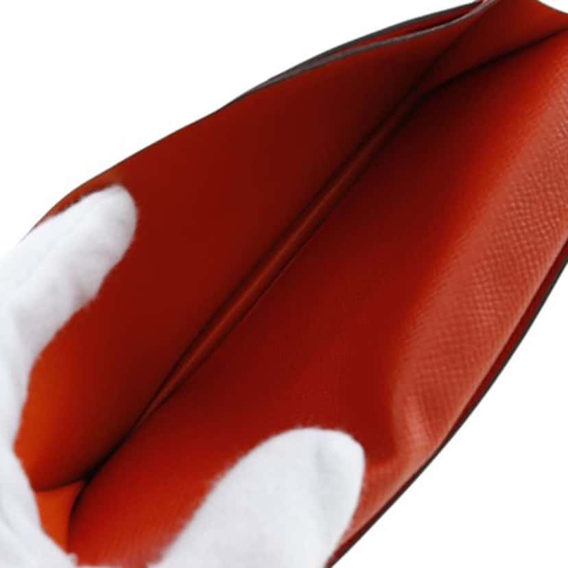 Hermès Epsom Bearn Soufflet Wallet Orange Leather Good condition - Box View