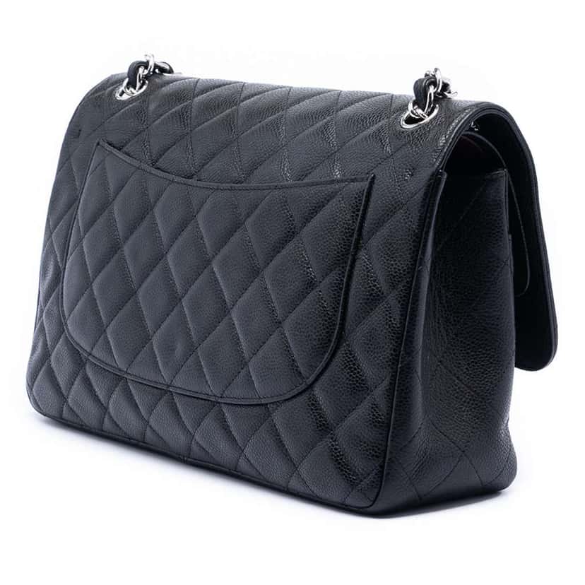 Chanel Jumbo Classic Caviar Double Flap Black Leather Very good condition - Back View