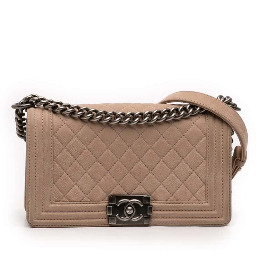 Chanel Old Medium Quilted Caviar Boy Flap Brown Leather Good condition - Front View