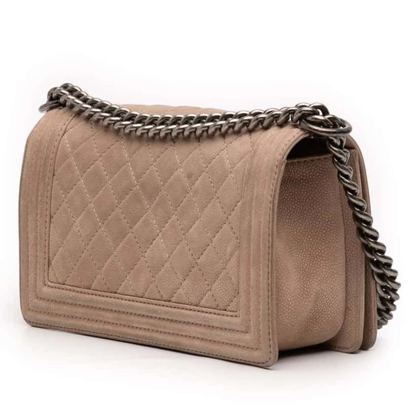 Chanel Old Medium Quilted Caviar Boy Flap Brown Leather Good condition - Back View