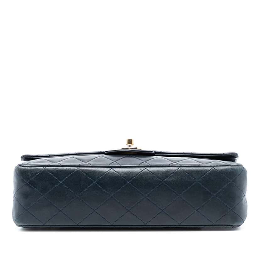 Chanel Medium Classic Lambskin Double Flap Blue Leather Good condition - Inside View