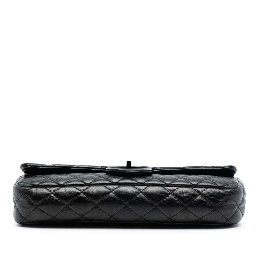 Chanel Quilted Glazed Calfskin Reissue 2.55 Clutch with Chain Black Leather Good condition - Inside View