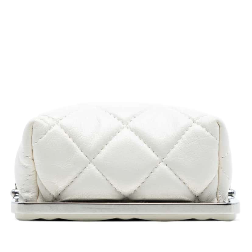 Chanel Lambskin and Acrylic Kiss Clutch with Chain White Leather Very good condition - Inside View