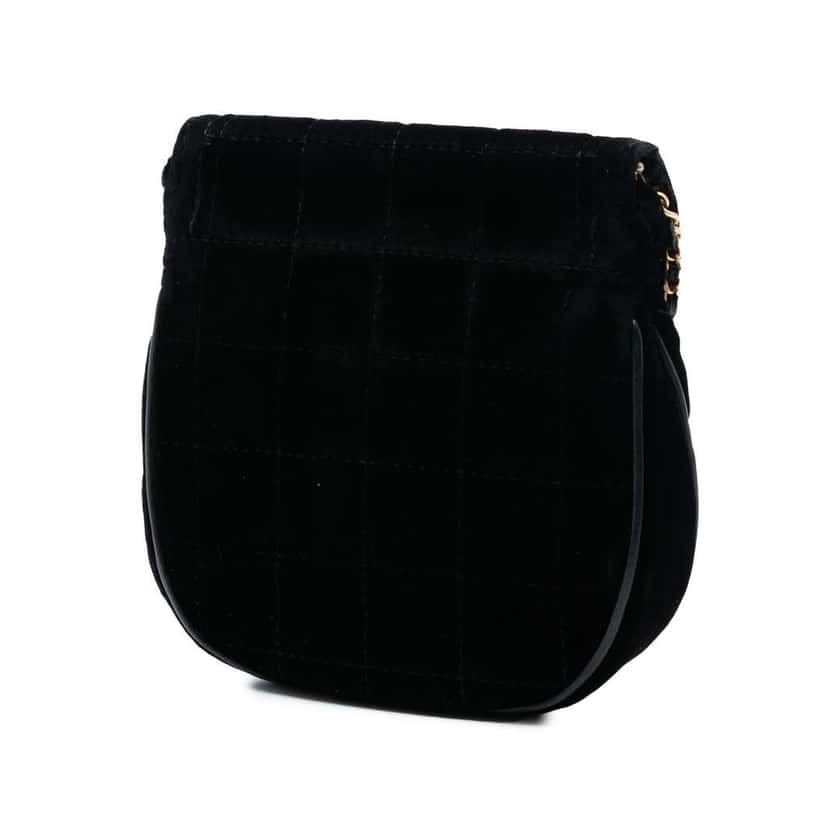 Chanel Mini Chocolate Bar Velvet Flap Crossbody Black Velvet Very good condition - Back View
