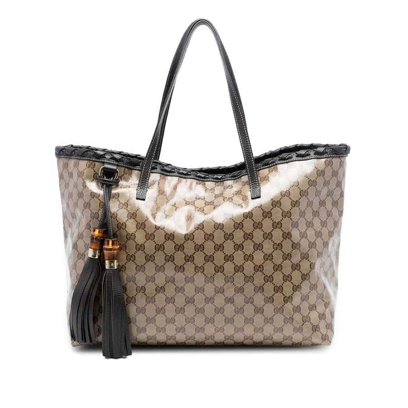 Gucci GG Crystal Peggy Braided Tote Brown Canvas Good condition - Front View
