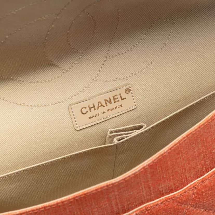 Chanel Tricolor Quilted Denim Reissue 2.55 Double Flap 227 Orange Denim Good condition - Box View