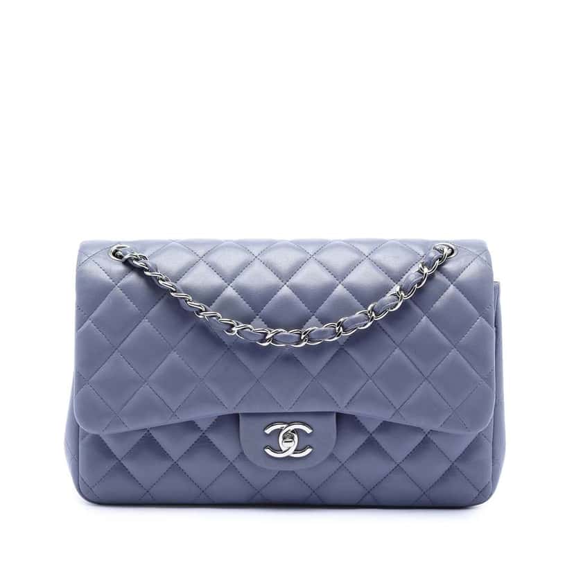 Chanel Jumbo Classic Lambskin Double Flap Purple Leather Very good condition - Front View