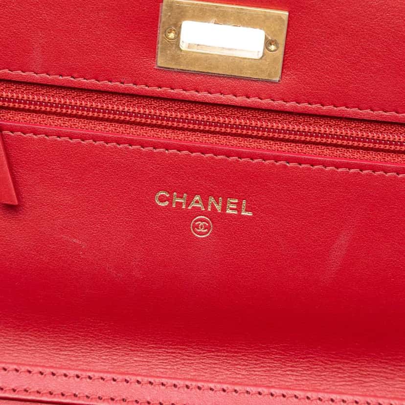 Chanel Quilted Tweed Reissue 2.55 Wallet On Chain Pink Tweed Good condition - Box View