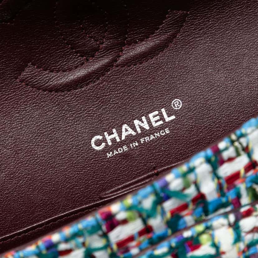 Chanel Medium Classic Tweed Double Flap MultiColor Tweed Good condition - Box View