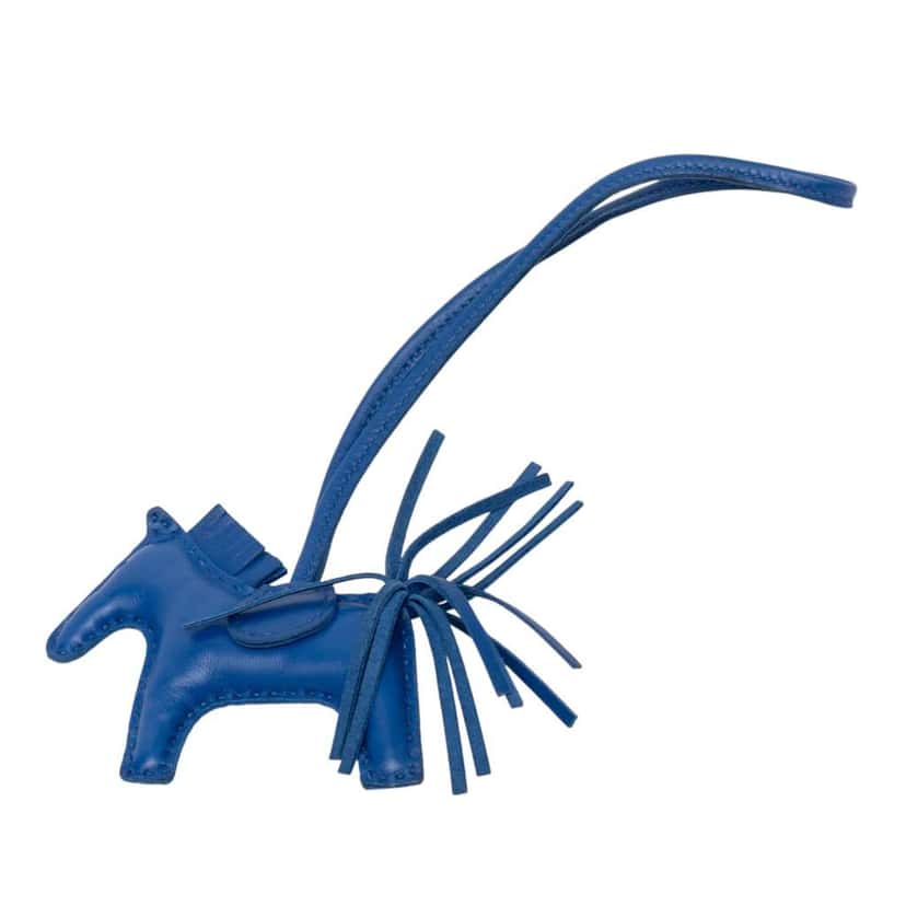 Hermès Milo Lambskin Grigri Rodeo Bag Charm PM Blue Leather Good condition - Front View