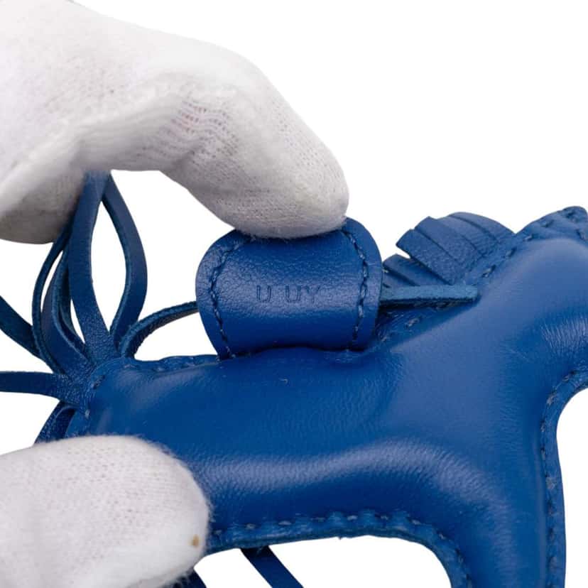 Hermès Milo Lambskin Grigri Rodeo Bag Charm PM Blue Leather Good condition - Inside View