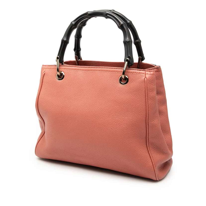 Gucci Small Calfskin Bamboo Shopper Satchel Pink Leather Very good condition - Back View